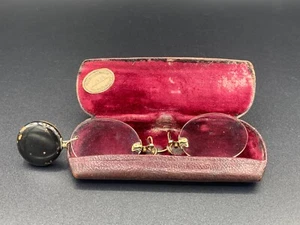 Rare Pince Nez 1/10 Gold Filled Eyeglasses With Ketcham Extendable Holder Brooch - Picture 1 of 13