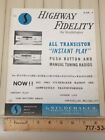 1963 STUDEBAKER Radio - Highway Fidelity Instructions & Operations Manual