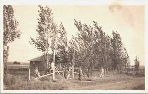 Familie am alten Gehöft RPPC - Bild 1 von 2