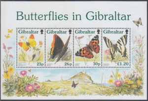GIBRALTAR Sc # 731a CPL MNH S/S of 4 DIFF BUTTERFLIES - Picture 1 of 1