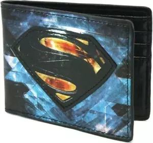 NEW BIOWORLD Superman Man of Steel Logo Vegan Bi-fold Wallet Official Licensed - Picture 1 of 2