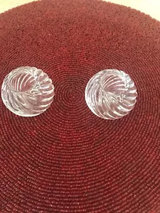 Round Candlestick Holders-Set is 2-Pinwheel Swirl Design-2.25x1.5 Inch - Picture 1 of 2