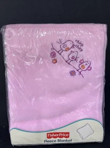 Fisher Price Fleecedecke 2007 Paket rosa Baby Mädchen bestickt Vögel 30x40 - Bild 1 von 3