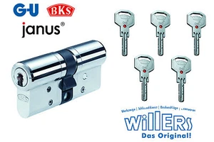 BKS Janus 46 Sicherheits Schließzylinder-inkl.  5 Schlüssel -Chrom Nickel Stahl - Bild 1 von 1