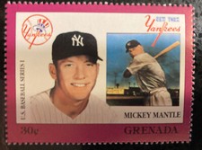 Mickey Mantle 1988 MLB Grenada Baseball Stamp HOF