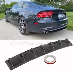 For Audi A3 A4 A5 A6 A7 S5 Rear Bumper Diffuser 7 Fin Lip Splitter Wing Carbon - Foto 1 di 9