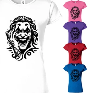 Joker Horror Face Halloween Mujer Camiseta EE. UU. Gráfico Navidad Nuevo Regalo Camiseta - Imagen 1 de 11