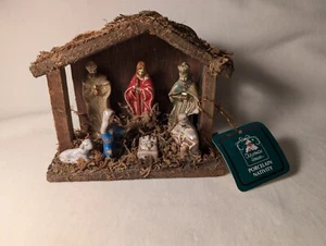 Belén Madera Porcelana Figuras Creche Pesebre Pequeño 6" x 4.5" Nueva Sagrada Familia - Imagen 1 de 12