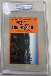 Christian Laettner Signed Autograph 1991 Championship Game Ticket Stub PSA/DNA - Picture 1 of 2