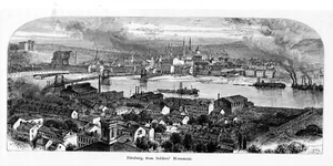 Pittsburgh from Soldier's Monument  Original engraved print !  1873 antique - Picture 1 of 1