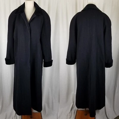 Maxi Plumero Largo Liz Claiborne Chaquetón Negro Lana Terciopelo Mujer 16 De Colección Foto 1 de 4