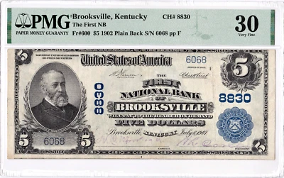 $5 1902 PB National BROOKSVILLE Kentucky KY "Mega Rare" ((Only 4 on Census)) - Image 1 of 2