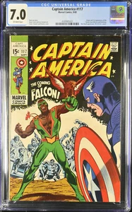 Capitán América #117 CGC 7.0 - OW - 1969 - Origen y primera aplicación Falcon - Llave Marvel - Imagen 1 de 2