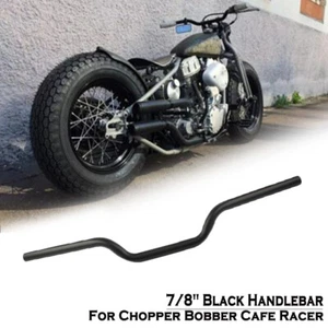 7/8" 22mm Black Motorcycle Drag Bar Handlebar For Chopper Bobber Cafe Racer - Picture 1 of 7