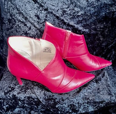 Botas de tornozelo vermelhas ZARA biqueira pontiaguda tamanho. Fenda lateral 40 usada nova sem caixa - Imagem 1 de 4