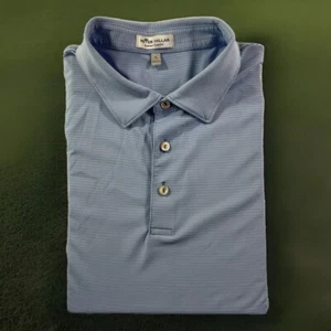 PETER MILLAR Summer Comfort Crown Blue Striped Polo Shirt Men's Large L EUC - Picture 1 of 10