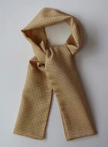 Wool & silk scarf cravat. Yellow & burgundy pin dot spots 39" x 6" - Picture 1 of 2
