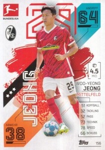 156 SC FREIBURG - JEONG WOO-YEONG - KOREA CARD TOPPS FEDERAL LEAGUE 2022