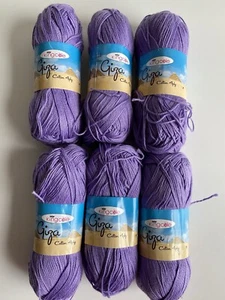 Yarn 6 X 50g King Cole Giza cotton4 Ply Shade Violet - Picture 1 of 6