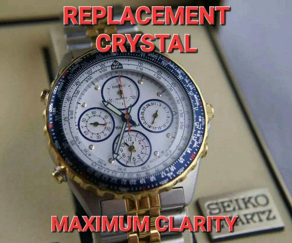 Watch Crystal Fits Seiko Flightmaster Pilot 7T34-6A00, 7T34-6A09 all 7T34 models - Image 1 of 1