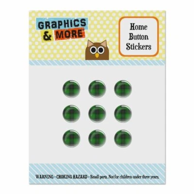 Plaid Green Gray Grey Pattern Home Button Stickers Fit Apple iPhone - Image 1 of 3
