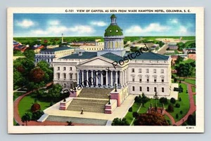 Postcard C-101 View of Capitol Seen From Wade Hampton Hotel Columbia S.C. Linen - Picture 1 of 2