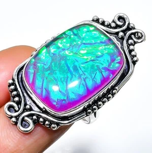 Blue Triplet Opal Gemstone Handmade 925 Sterling Silver Jewelry Ring Size 8 - Picture 1 of 2