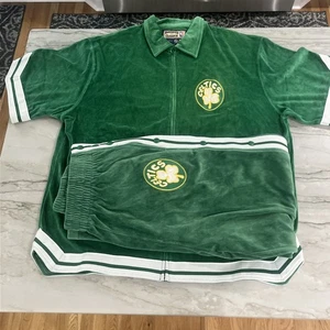 NBA Hardwood Classics Vintage Boston Celtics Velour 2 Stück Jacke & Hose Herren 4XL - Bild 1 von 14