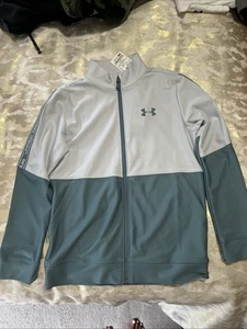 Under Armor Gray/green Full Zip Jacket Youth Medium - Picture 1 of 4