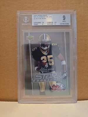 2006 UD NFL PLAYER OF THE DAY REGGIE BUSH STAR ROOKIES CARD #NFLPOD-3 BGS 9 - Image 1 of 3