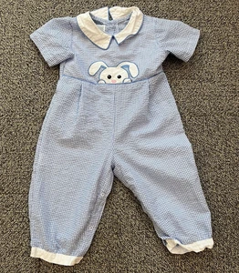 Lil Cactus Baby Boy 2T Blue Romper Easter Bunny checked - Picture 1 of 6