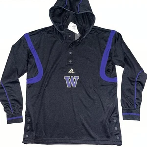 University of Washington Adidas mesh Hoodie mens S black purple NWT $65 - Picture 1 of 9