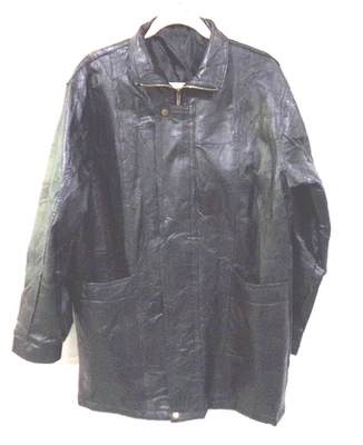 复古几何图案黑色皮革夹克外套 XL 46 码胸部无品牌 — 第 1/4 张图片