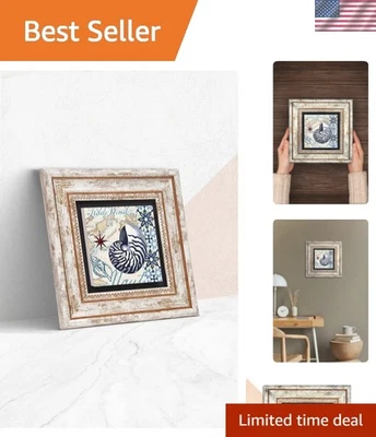 Подлинный камень настенное искусство с ракушкой дизайн - идеально подходит для современного прибрежного декора - Изображение 1 из 4