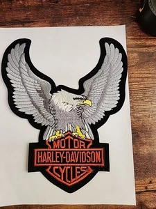 Harley Davidson Sheild With Eagle Embroidered Motorcycle Patch Large 7.5" × 10" - Picture 1 of 2