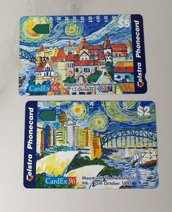 Par de tarjetas telefónicas Australia Telstra $2 $5 CardEx 96 Países Bajos sin usar - Imagen 1 de 4