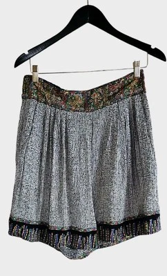 Pantalones Cortos Cache Vintage Para Mujer 12 Negros Estampado Tribal Cremallera Trasera Cintura Elástica  Foto 1 de 4