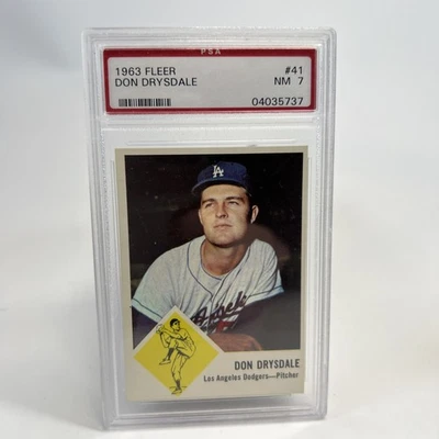 Fleer Don Drysdale Dodgers 1963 de colección graduado PSA 7 # 41 Foto 1 de 2