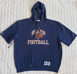 Chicago Bears Mitchell & Ness Short Sleeve Hoodie Fleece Blue Size 3XL NWTs - Picture 1 of 6
