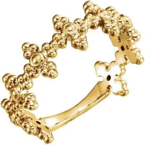 Beaded Cross Ring In 14K Yellow Gold - Imagen 1 de 2