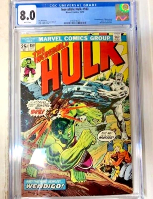 INCREDIBLE HULK 180 CGC VF (8.0) 1st WOLVERINE!  Not Cleaned or Pressed!  WHITE! - Image 1 of 4