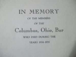 In Memory Of The Members Of The Columbus,O,Bar Who Died During Years-1934-35... - Picture 1 of 4