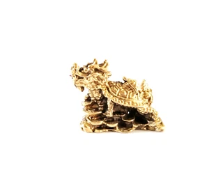 Estatuilla Tortuga Dragón Dorado Riqueza Latón Dorado Mini Cartera Decoración - Imagen 1 de 10