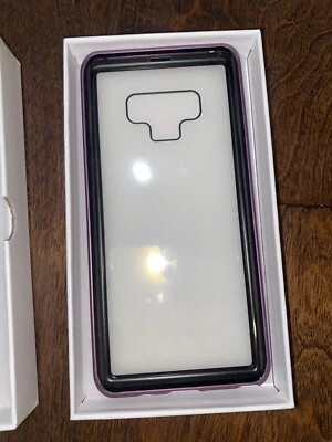 Galaxy Note Heavy Duty Phone Case Metal Tempered Glass Case Very Nice New Purple - Image 1 of 4