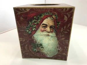 Marye Kelley Weihnachten Taschentuch Box Abdeckung Santa Gesicht mit Stechpalme............a7 - Bild 1 von 10