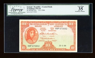 DBR Ireland 10 shillings Lady Lavery dated 25.5.66 Legacy 35 Serial # 66P 470892 - Image 1 of 2