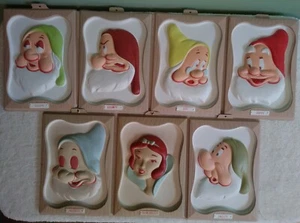 RARE Disney Snow White & 7 Dwarfs Wall Plaque Set Lot Reynolds Wrap Promo 1958 - Picture 1 of 7