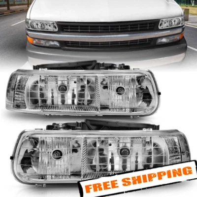 Anzo 111011 Chrome Euro Headlights for 1999-2002 Chevy Silverado 1500 - Image 1 of 4