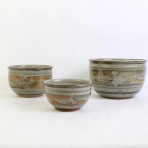 3er Set Japanische Keramik Matcha Schalen Handarbeit Kunsthandwerk Teeschalen - Bild 1 von 5