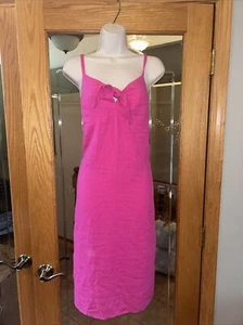  Old Navy heiß rosa Leinenmischung Krawatte vorne Maxikleid verstellbare Riemen klein neu - Bild 1 von 6
